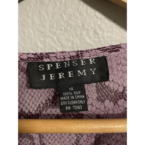 Vintage Spenser Jeremy Women Top Size 10 Purple Snakeprint Silk Sheer Mob Wife - Picture 4 of 7